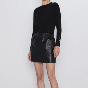 Zara Faux Leather Mini Skirt with Pockets
